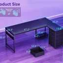 AODK L Shaped Gaming Desk with 4 Drawers, 61" Reversible Home Office Desks with Power Outlets, L Shaped Computer Desk with USB Charging Port and Host Stand, Corner Desk, Easy to Assemble, Black