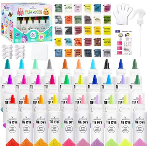 Pack Of 2 30 Colors Tie Dye Kit, Tie Dye Set for Kids, Pre-Filled Tye Dye Bottles, Non Toxic Permanent Fabric Dye Art Set, Easy DIY Fabric Art - Create Fun (30 Colors)