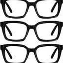 XVXV Reading Glasses for Women Men - Blue Light Blocking Readers Oversize Square Anti Glare with Spring Hinge