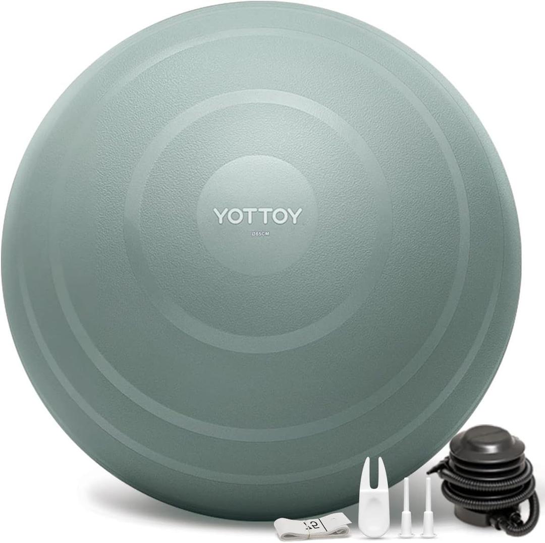 YOTTOY Anti-Burst Exercise Ball for Working Out, Yoga & Pregnancy, Extra Thick Workout Ball for Physical Therapy & Fitness (30IN/68-75cm, green)