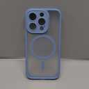 Magnetic Compatible with iPhone 15 Pro Max Case, Upgraded [Full Camera Protection] [Compatible with Magsafe] [Translucent Matte] Shockproof Protective Phone Case Cover 6.7 Inch - Light Blue