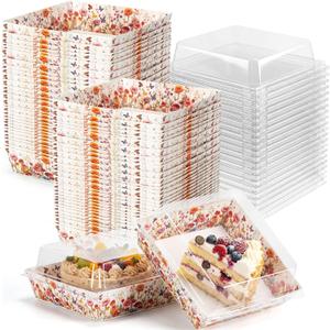 Potchen 50 Pack Charcuterie Boxes with Clear Lids, Disposable Bakery Treat Boxes for Cookies, Candy, Donuts and Cakes, for Partiies Weddings Picnics and Holiday Gift Giving(Wildflowers)