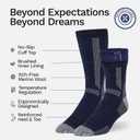 Buttons & Pleats Wool Socks for Men & Women Merino Thermal Warm Cozy Winter Boot Sock (Black)