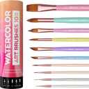Nicpro 10PCS Watercolor Brushes, Aesthetic Professional Watercolor Paint Brush Set, Water Color Brushes with Round, Cat Tongue, Liner, Dagger, Wash for Artists Beginners Watercolor Inks Gouache (Pink)