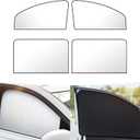 4 PCS Car Side Window Sun Shade, 31.49In x 19.68In x 7.87In Front Window Sun Protection, 31.49In x 19.68In Rear Window Heat Insulation, Universal Foldable Breathable Gauze (Titanium Silver)