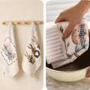 2Pcs 18 x 26 Inch Easter Home Decor Stripe Rabbit Bunny Eggs Easter Kitchen Towels Dish Towels for Spring Easter Summer Seasonal Holiday
