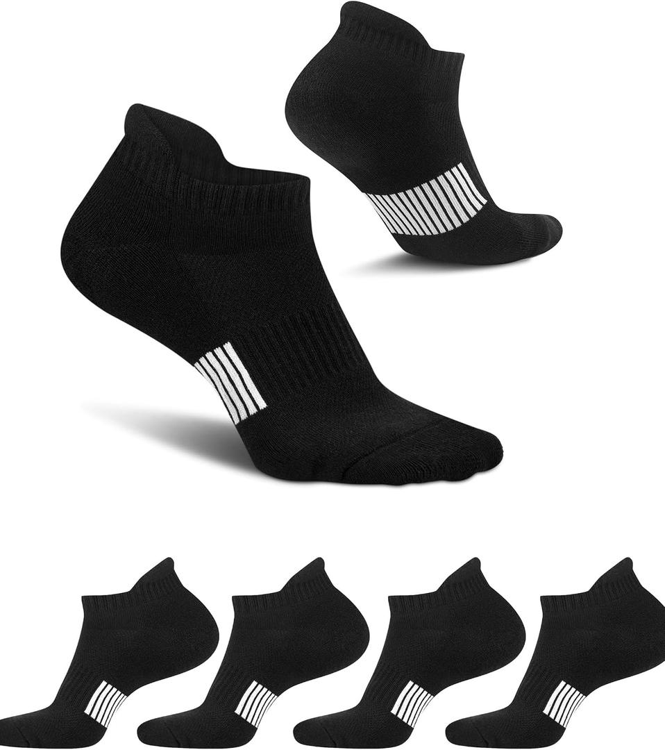 Amutost Ankle Socks Womens Athletic Running Comfort Cushioned 5Pairs (Black)