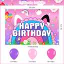 2 x DollHouse Birthday Party Supplies, Cartoon Doll House Party Decorations Set Include Banner, Backdrop, Cake Toppers Balloons for Boys Girls Cat Theme Party