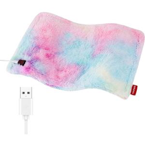 Comfheat USB Heating Pad, 5V Heated Travel Pads, 3 Heat Settings & Auto Shut Off, Hot Therapy for Pain Relief Abdomen Cramps 16"x 12" NonRechargeable, Colorful