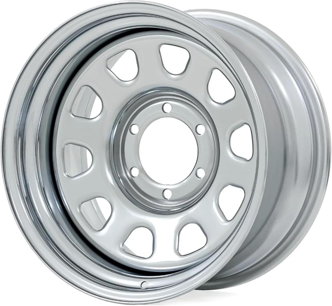 Rough Country 17x9 Polished Chrome Steel Wheel - 6x5.5, 12mm Offset, 4.25 Bore, Classic Off-Road Rim for Trucks, Jeeps & SUVs