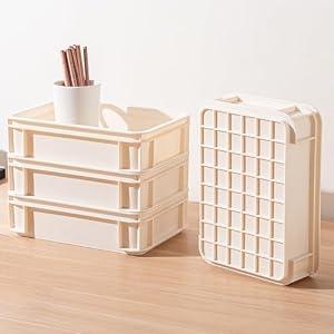 Extra-Large Stackable Storage Bin with Open Top for Quick Access! Heavy-Duty Desktop Organizer for Office, Living Room, & Bathroom.10.63''*7.4''* 2.95''(Beige, 4Medium)