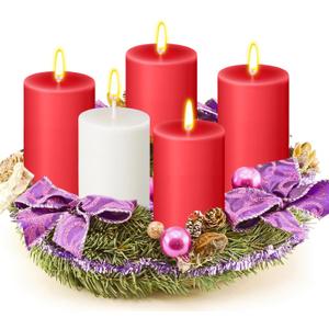 Cindeer 2 x 3 Inch Advent Candles Set of 5 for Advent Wreaths Candle Holder Votive White Red Christmas Pillar Scented Candles for Seasonal Celebration Home Church