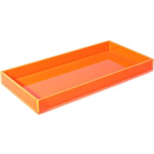 Acrylic Tray for Vanity Makeup Perfume Jewelry 12x6'' Small Decorative Tray for Bathroom Dresser Tops Candle Sink Counter, Neon Orange