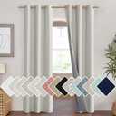 NICETOWN Snowbound Vintage Linen 100% Blackout Curtains for Living Room, Thermal Insulated Curtains 90" Long, Noise Reducing Window Treatment Drapes for Hall Room, 42" Wide Per Panel, Set of 2