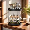 10.01" 2-Tier 360Rotating Lazy Susan turntable Organizer Spice Rack Organization for Kitchen countertop and Cabinet pantry Organizers and storage(1Black, Extra Large)