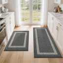 COSY HOMEER Kitchen Rugs Non-Slip 20x30/20x48 Inch Thick Polypropylene Standing Mat for Home Machine Washable, Black