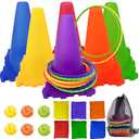 Recess Sports & Outdoor Toys Cones and Rings Bean Bag Games Ring Toss Tossing Games,Gifts for Birthday Carnival Party Outdoor Games for Adults and Family Kids Toddlers Ages 3 4 5 6 7 8, Missing detail