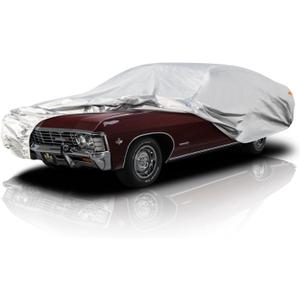 Kayme Car Cover Waterproof All Weather for Large Sedan,Outdoor Cover Fit for Ford Crown Victoria, Cadillac DTS, Grand Marquis, Lincoln Continental Town Car, Chevy Impala Caprice (209 to 218 inch) (Aluminum-Silver)