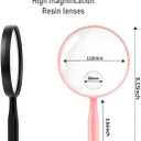 2 x Lakei Magnifying Glass,10X Handheld Reading Magnifying Glass110mm Shatter Resistant Lens, Non-Slip Handle, Suitable for Elderly Reading, Adults Close Work, Hobbies and Halloween & Cosplay (Pink)