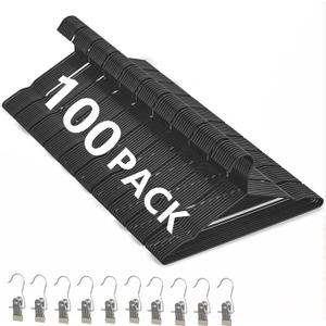 100Pack Metal Wire Hangers+10 Clothes Pins, 16.5" Wire Clothes Hangers for Standard Sized Shirt, Suits, Jackets, Skirts, Ultra Thin Space Saving, Bulk for Home and Commercial