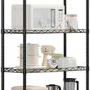 SUOERNUO 4 Shelf Storage Shelving Adjustable Standing Shelf Units Organizer Rack for Garage Kitchen Metal Heavy Duty Sheleves with Non-Slip Foot Mats 21.65 L x 11.81 W x 47.99 H, Black