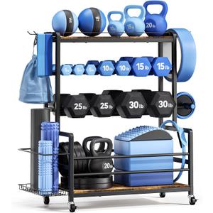 Home Gym Storage Rack for Dumbbells, Yoga Mats＆Workout Equipment