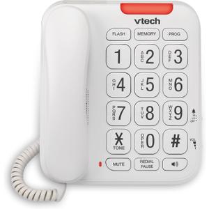 VTech SN1107 Corded Phone with Oversized High-Contrast Buttons, Talking Digits for Seniors, 10 Number Speed Dial, Visual Ringer, Full-Duplex Speakerphone