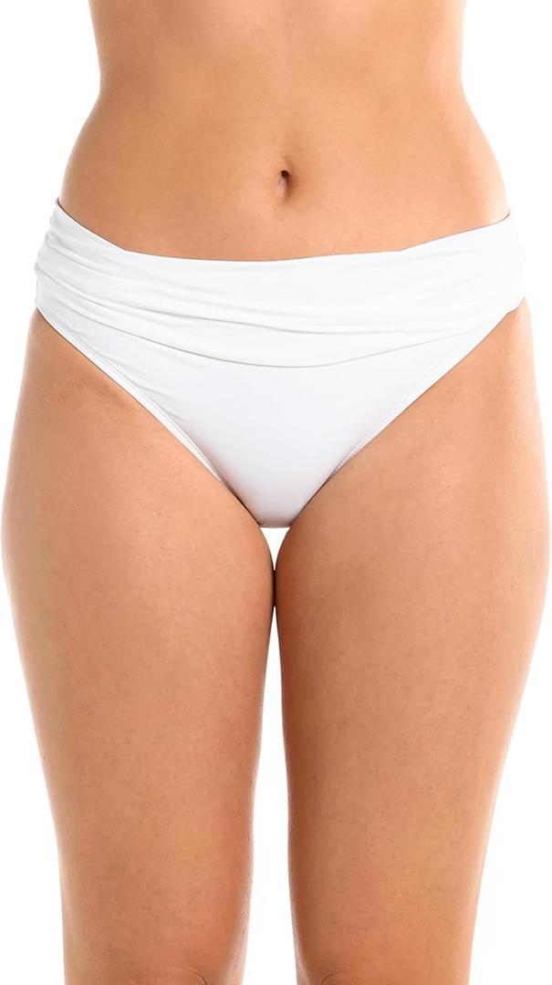 Island Goddess Triangle Hipster Swimsuit Bottom (8, White)