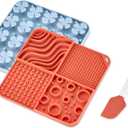 Amazon Basics Silicone Dog Feeding Mats, Slow Feeder Puzzle Lick Mats for Dogs and Cats, 2 Pack