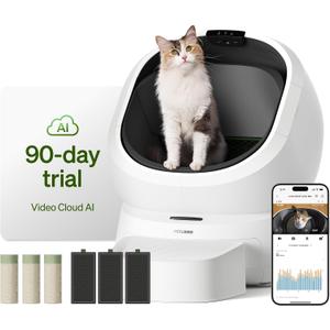 PETLIBRO Automatic Litter Box with AI-Camera Waste Analysis & 90-Day AI Trial, Open-Top Self Cleaning Litter Box for Large Cats with Multi-Cats Recognition, Weight & Usage Tracking, Auto Odor-Control