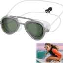 Full-View Swim Goggle Anti-Fog Swimming Goggles,Polarized Swim Goggles for Adults,Adjustable Sports Eyewear, Water Goggles (Green)