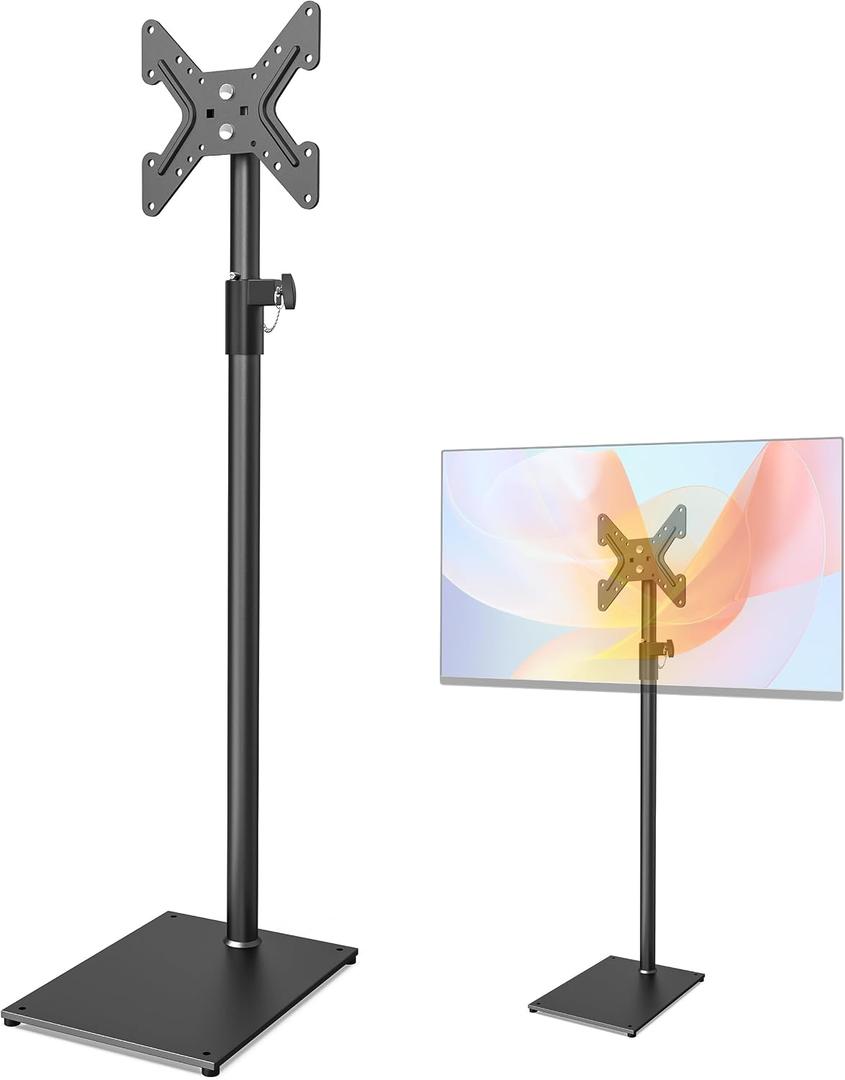 TV Stand with Mount 70 Height Adjustable Floor Monitor Stand 360Swivel Universal Tiltable Tall TV Floor Stand for 12 to 43 inch Flat Screen Bedroom Curved TVs Display Trolley Stand