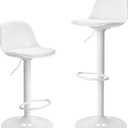 Finnhomy Bar Stools Set of 2, Swivel Barstools with Footrest and Ergonomic PP Back, Counter Height Adjustable Modern Counter Stools for Kitchen, White