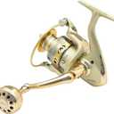 Fishdrops Spinning Fishing Reels, Lightweight Spinning Reel, 15.5 LBs Max Drag, 5.1:1/5.5:1 High Speed Ultra Smooth Powerful with CNC Aluminum Spool Fishing Reels Freshwater(Black/Gold) (3000)