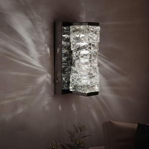 HuisMier Modern Crystal Wall Sconce, Black Dimmable LED Wall Light Fixtures with 3 Color Temperature, Luxury Black Bathroom Wall Sconce for Bedroom Living Room Mirror Stairway Hallway