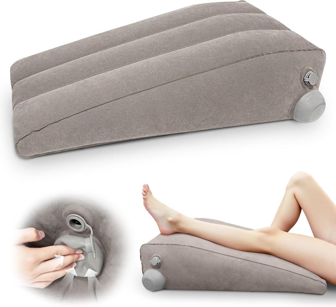 Inmoredo Inflatable Leg Elevation Pillow for After Surgery, Leg Wedge Pillow for Post-Surgery Recovery, Adjustable Height for Foot Ankle Knee, with Easy Press Pump Valve, Single Leg