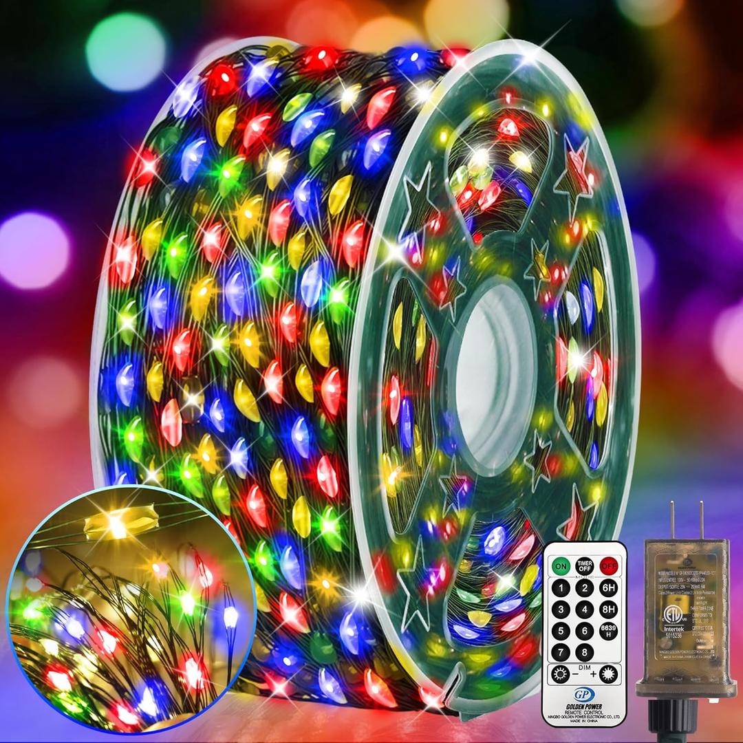 KNONEW 400FT Outdoor Christmas Fairy Lights Plug in,1200 LED String Lights Outdoor Waterproof 8 Modes Memory Times for Wedding Bedroom Walls Garden Trees Decoration(Multicolor)