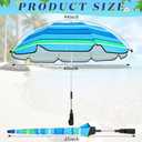 Buryeah 2 Pcs Automatic Chair Umbrella with Universal Clamp 44" UPF 50+ Portable Clamp on Beach Chair Adjustable Wheelchair Umbrella for Outdoor Patio Parasol