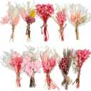 10 Pack Small Dried Flowers for Crafts, Mini Dried Flower Bouquet Floral Centerpieces for Tables, Dried Flowers for Vase Wildflowers, Pink Centerpieces for Tables Flores Naturales for Diy Decor