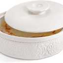 SOUJOY Porcelain Tortilla Warmer, 8.5 inch Tortilla Server with Lid, Taco Holder for Tuesday Night, Mexican Party, Hold up to 12 Tortillas, Microwave and Dishwasher Safe