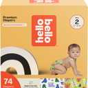 Hello Bello Premium Diapers Size 2, Happy Camper & Live Leaf Love Designs, 74ct Club Box