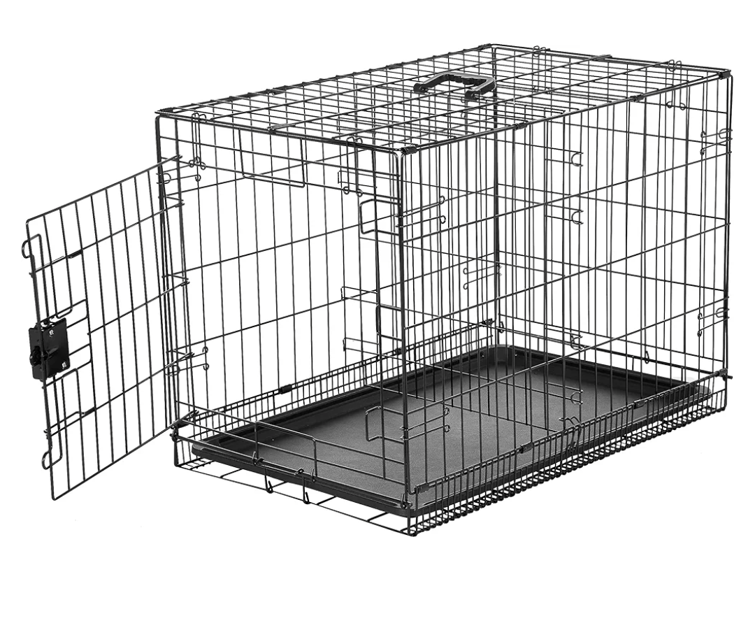 Amazon Basics Durable, Foldable Metal Wire Dog Crate with Tray, Single Door, 30 x 19 x 21 in, Black