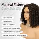 Brown Curly Wigs for Black Woman Glueless Synthetic Lace Front Wig with Pre Cut HD Lace Hairline 12 Inch Beginner Friendly Bob Wig Easy to Wear and Go for Daily Use