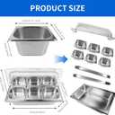 Salad bar Buffet Station for Home 6 Pan Countertop Food Serving Display Container With Clear Roll Top Cover,Cold Food Serving Trays for Party Buffet,Stainless Steel Buffet Server Condiment Tray