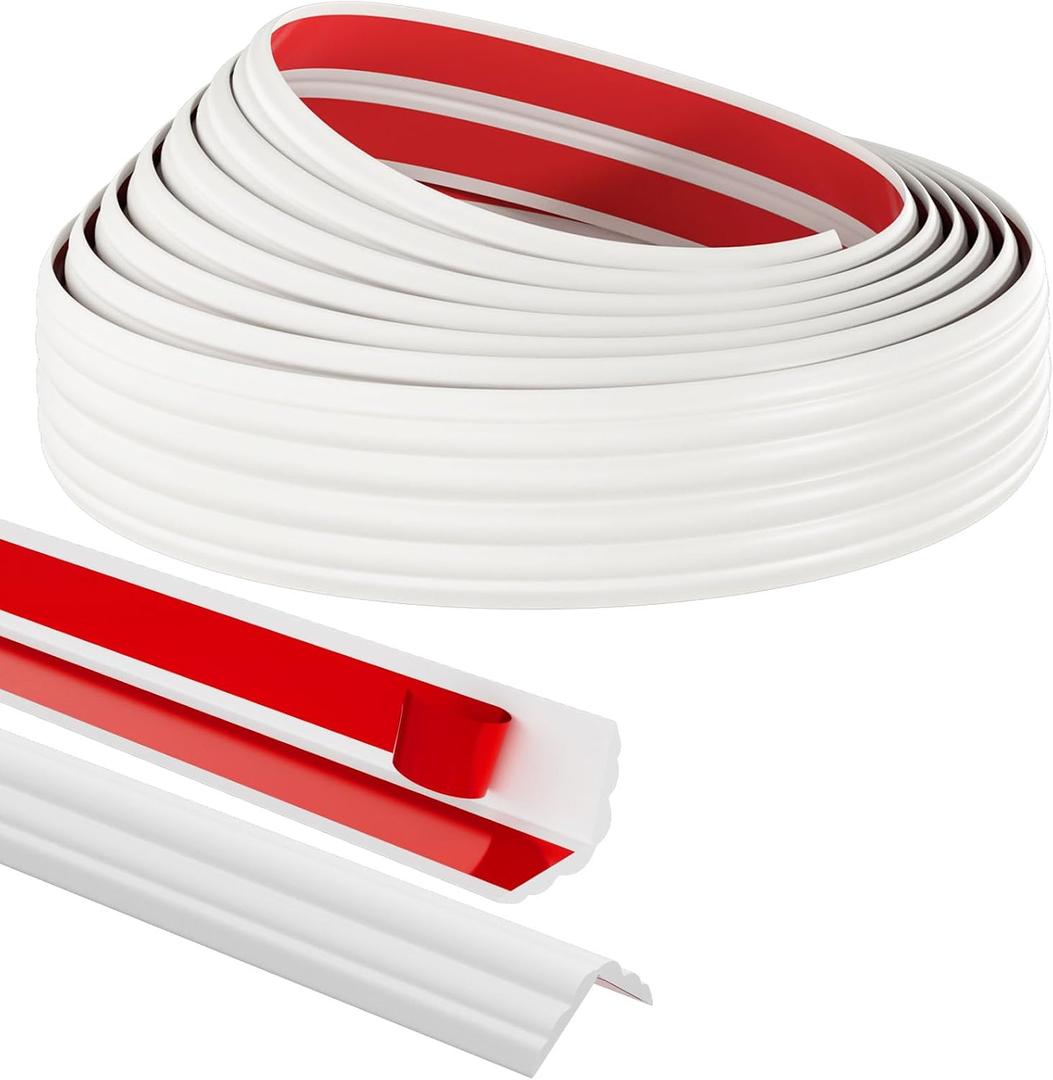 Raycity 2.3 in x20 FT Flexible Wall Guard & Edge Protector, White 90 Inside & Outside Corner Moulding Trim Caulk Strip, Peel and Stick molding Trim for Wall Edge, Ceiling, Countertop