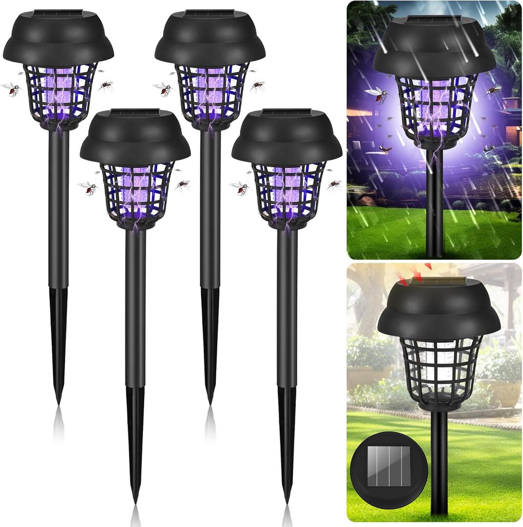 4 Pack 2025 Solar Bug Zapper Mosquito Repellent Outdoor Patio Waterproof Mosquito Zapper Used to Kill Gnat Small Flying Insect,Mosquito Trap for Yard Garden Farm,Bug Lights for Outside 4 Pack 2025 Solar Bug Zapper Mosquito Repellent Outdoor Patio Waterproof Mosquito Zapper Used to Kill Gnat Small Flying Insect,Mosquito Trap for Yard Garden Farm,Bug Lights for Outside
