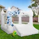 AKSPORT Inflatable Bounce House,White Castle Bounce House for Kids 3-6 Indoor & Outdoor Inflatable Bouncer House with Slide & Air Blower & Balloons for Kids Birthday Party,Wedding Party