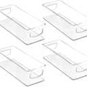 mDesign Kitchen Cabinet and Pantry Storage Organizer Bins - Pack of 4, Shallow, Clear (10 x 6 x 3)