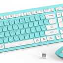 RECCAZR Wireless Keyboard and Mouse Combo, Full-Sized Keyboard and Adjustable DPI Mouse, 2.4GHz USB Receiver, Wireless for PC, Windows, Desktop, Laptop (Blue)