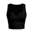 QJQ Women's Basic Sleeveless V Neck Tank Tops Ribbed Knit Fitted Crop Tops Casual Workout Top Black Large (Black, L)